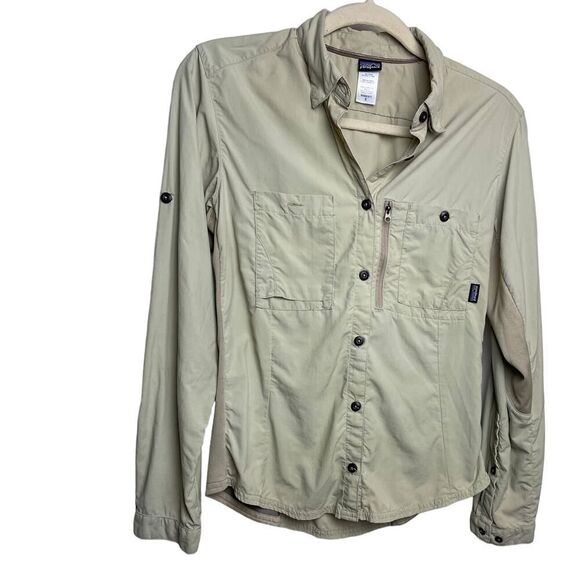 Patagonia Khaki Button Down Women’s Shirt Sz. 8 - Picture 2 of 4
